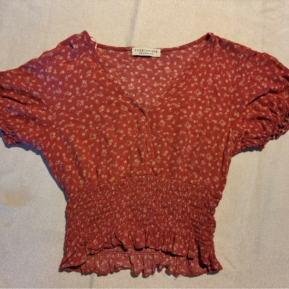 Paper Crane Red Floral Blouse